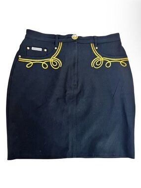 VTG Christian Llinares Wool Mini Skirt Western Embroidery France - EU 44 / US L